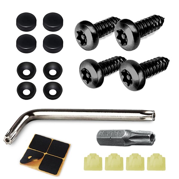 4 Set Black Anti Theft License Plate Screws Kits, Rustproof