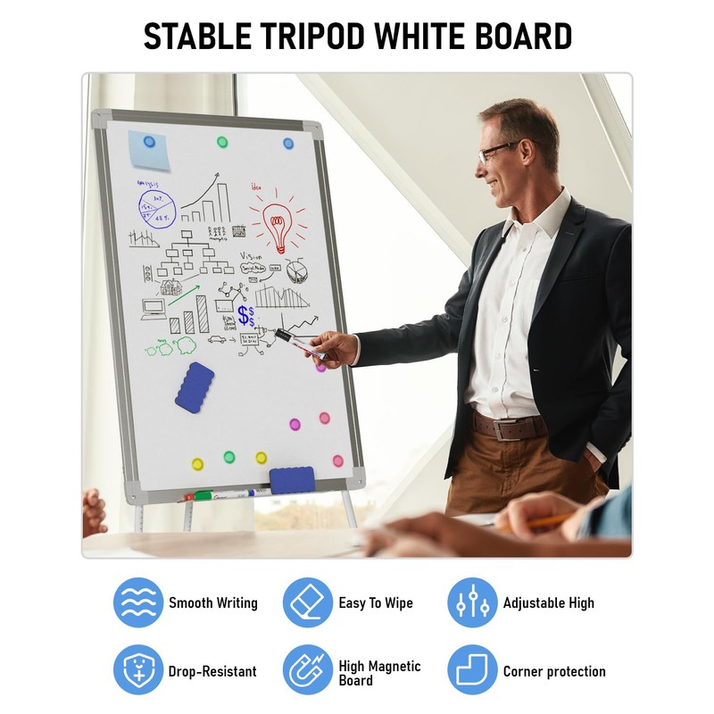 Nicpro Easel Whiteboard with Stand, 36 x 24'' Magnetic Dry