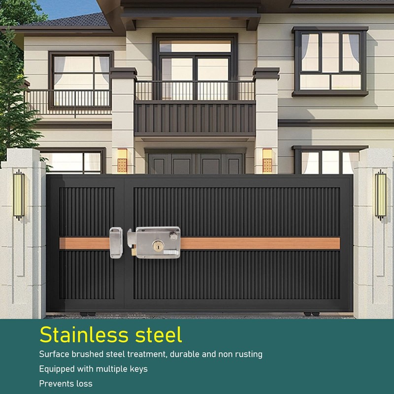 Exterior Mechanical Anti-Theft Lock, Silver Stainless Steel Exterior Gate Lock,