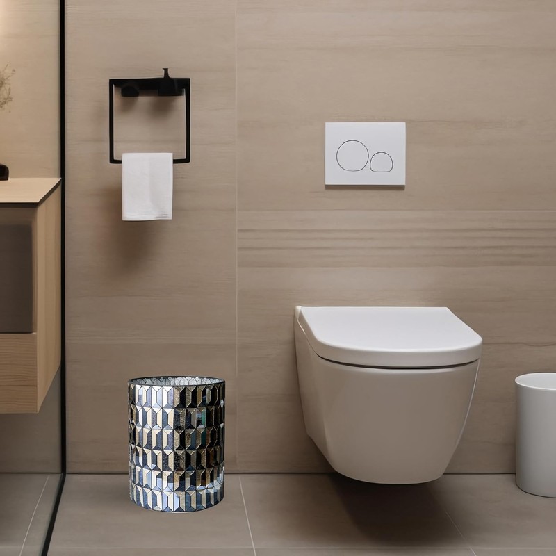 Escenzy Modern Bathroom Trash Can Mosaic Glass 6L | Decorative