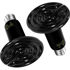HealSmart Reptile Heat Lamp 100W 2-Pack Ceramic Heat Emitter, No Light Emitting Heat Bulbs for Amphibian Pet Brooder Coop Incubating Chicken, Lizard Bearded Dragon Turtle Snake Terrarium Black
