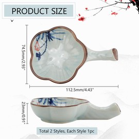 PH PandaHall 2 Styles Porcelain Ink Dish Flower Shape Ink Plates Multifunction Brush Rest Holder Calligraphy Supplies for Chinese Japanese Calligraphy Painting