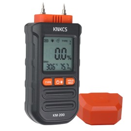 KNKCS Wood Moisture Meter for Lumber - Ideal Moisture Meter for Wood, Firewood, Lumber, Bricks, Floors, Drywall - Accurate to 0.1% with Backlit LCD, Temperature & Humidity Display