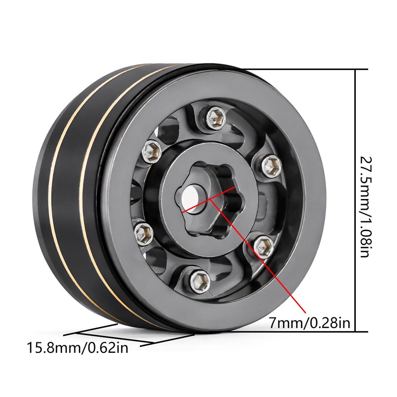 INJORA 1.0 RC Beadlock Rims Deep Plate Negative Offset 3.15