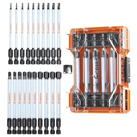 Crosstar 4" Long Hex Bit Set 20PCS (Metric & SAE) - Impact Allen Wrench Drill Bit Set, S2 Steel 1/4" Hex-Shank, CNC Machined Tips with Magnetic Head, Storage Box & FREE Magnetizer