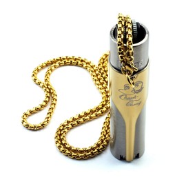 Kasher’s Cheech and Chong Metallic Lighter Necklace - Multipurpose Wearable Accessory with Metallic Lighter (Brushed Silver Lighter)