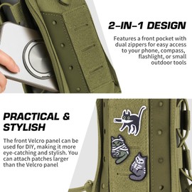 Ullnosoo Molle Water Bottle Holder, Water Bottle Pouch Attachment for Backpack, Adjustable Multi-Purpose Tactical Bag for 16 24 32 40 64 oz Adapted to Vest Belt Green