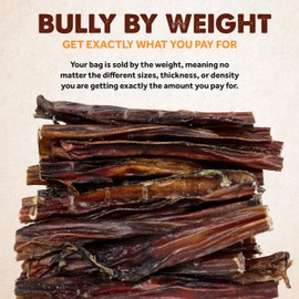 Downtown Pet Supply 6" Bully Sticks - Dog Dental Treats & Rawhide-Free Dog Chews - Odorless Dog Treats with Protein, Vitamins & Minerals - USA Beef Sticks - Bulk - 1lb