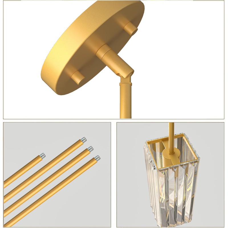 GOOUQA Crystal Pendant Lights for Kitchen Island - 10" Gold