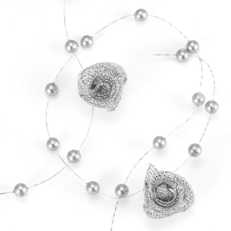 10M Imitation Pearl Beads Chains Ribbon Rose Flower Thread Beaded