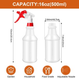 Eccliy 12 Pcs 16 Oz Plastic Spray Bottle, Adjustable Empty Reusable Sprayer for Cleaning, Planting, Water, Bathroom and Kitchen, BBQ, Commercial and Residential(Red,Original)