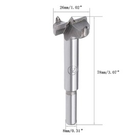TOP-VIGOR 26mm Forstner Drill Bit, Tungsten Carbide Wood Auger Drill Bit Hole Saw Opener for Woodworking Hinge Hole Drilling Boring Bit Cutter Grey