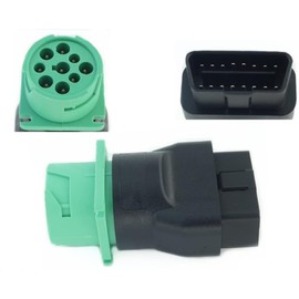 J1939 9Pin Female to OBD2 16pin Male Adapter Green Cable for Heavy Duty Trucks and Commercial Vehicles for GPS Tracker & ELD and Other Diagnostic Tool