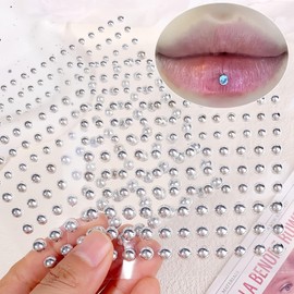 660pcs Sliver Face Gem Rhinestones Stickers Fake Lip Nails Stickers Fake Nose Stud Eyebrow Ear Stud Non Piercing Earring Studs Silver Belly Button Jewelry Gothic Cool Punk Y2K Makeup for Women Men