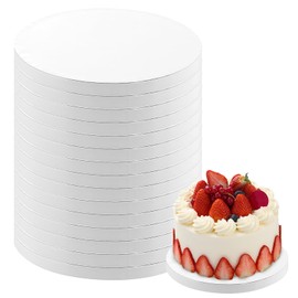 15 Pack Cake Drum Boards 8 Inch Round Cake Drums White 1/2” Thick Cake Drum Corrugated Cardboard Cake Board Base for Multi-Layer Cakes Sturdy Cake Decorating Supplies