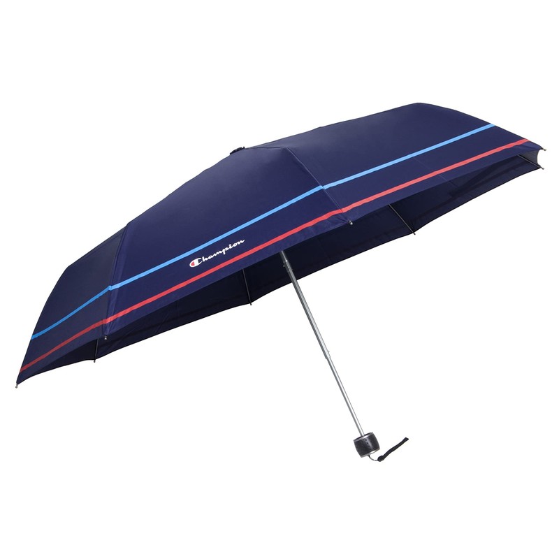 Champion CHM34MN58-N Mini Folding Umbrella, Navy, Hem Border Pattern, 23.8