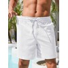 RQP Mens Linen Shorts Casual Drawstring 7inch Inseam Shorts Stretch