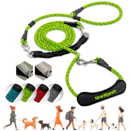 SparklyPets Multifunctional Bungee Hands Free Leash with Detachable Slip Lead – Crossbody & Waist Leash for Dog Walking, Medium & Large Breeds (Green)