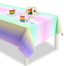 Paready Birthday Tablecloth, Disposable, Table Cover, Table Decoration, Birthday Decoration, Party Goods, Kids Party, Celebration, Girls, Kids, Rainbow, 1 Piece