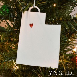 Utah State Shape Salt Lake City Heart Hanging Ornament Christmas Decor Made in USA PR244-UT