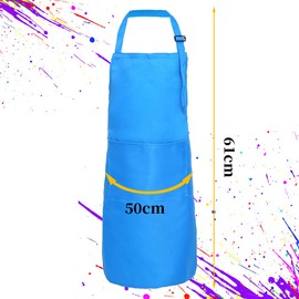 XCOZU 4 Pcs Kids Apron with Pockets, Adjustable Childrens Aprons for Cooking Childs Apron Toddler Kids Painting Apron, Girls Boys Chef Apron Set for Baking Art School(62x46cm, Red/Green/Orange/Blue)