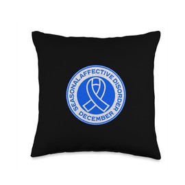 Seasonal Affective Disorder Awareness December Blue Ribbon Throw Pillow