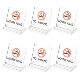 AHANDMAKER Pack of 6 Acrylic Table Signs for Smoking Prohibited, Table Sign "Smoking Prohibited", Transparent Table Stand Desktop Warning Sign for Business Office, Restaurant, Hotel Cafe