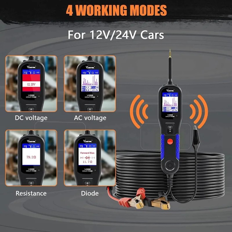 V200 Car Truck Motorcycle 12V~24V Circuit Tester Fuse, Diode, Relay
