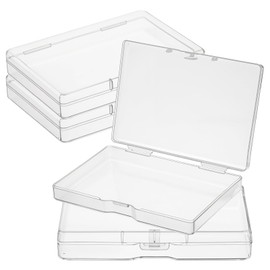 Wanmu Set of 4 Mini Plastic Clear Beads Storage Boxes, Small Plastic Storage Containers with Hinged Lids, Rectangular Clear Boxes for Collecting Small Parts, Beads, Jewellery (Small)