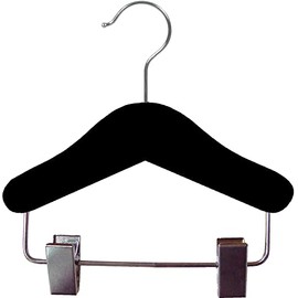 6 inch Mini Wooden Baby Hanger with Clips 12 Pack, Doll Clothing Pet Clothes Accessory Flocked Non-Slip Wood Shirt Pants Hangers