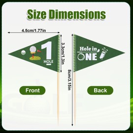 50pcs Golf Themed Toothpick Flags, Hole in One 1st Birthday Green Cocktail Picks Toothpick Flags for Food Mini Golf Flag Cupcake Toppers for Birthday Party Bar Food Decor