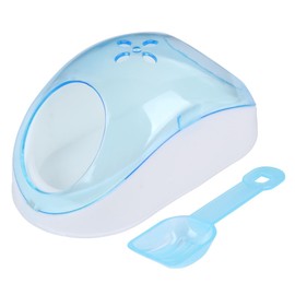 Small Pets Supplies Small Pet Chinchilla Hamster Sand Bath Room House Plastic Bathroom Container with Bath Sand Filter Scoop (Sky- Blue, Random Scoop Color)