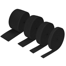 GOIEHIR Elastic Band, Pack of 4, 2 Metres, Elastic Band, Wide 10 mm, 20 mm, 30 mm, 40 mm, for Trouser Rubber, Household DIY Crafts, Black