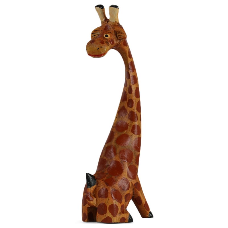 ART-CRAFT Wooden Giraffe Wood Carving Painted Miniature Height 20 cm