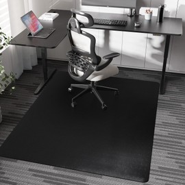 FUNMAT Chair Mat for Carpet, 46" x 60" Desk Chair Mat for Carpeted Floors, Non-Slip Office Vinyl Mat for Carpet with Studded, Easy Glide Heavy Duty Floor Protector Mat for Home Office, Black