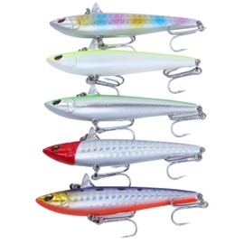 Sea Bass Sinking Vibration 16g 77mm Minnow Lure 5-Piece Set