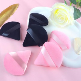 6PCS Triangle Powder Puff,Face Soft Powder Puffs Makeup Sponge Setting Powder Dry and Wet Makeup Setting Puff Make up Beauty Tool,Used for Loose Powder Foundation Make-up and Cosmetics(Pink and Black)