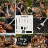 15pcs Stainless Steel BBQ Grill Tool Set for Outdoor Cooking