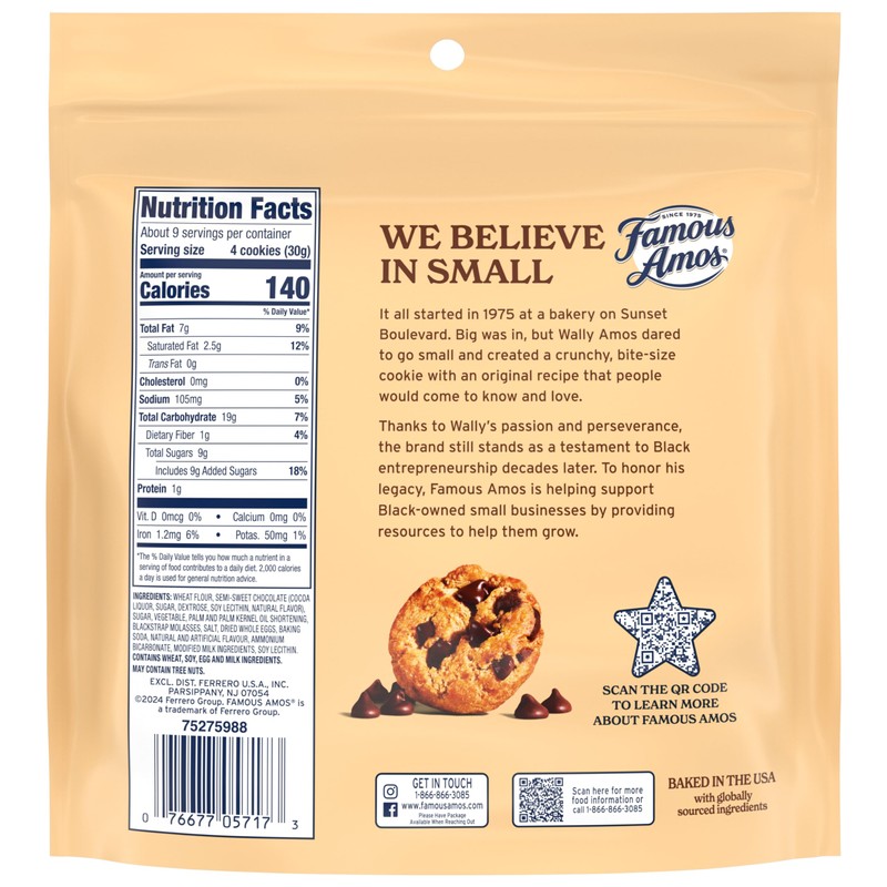 Famous Amos Classic Chocolate Chip Cookies, 9oz Bag (Pack of