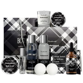 PEARLWORLD Set De Spa Para Hombre 12 Piezas De Baño De Cedro Cuidado Corporal Y Corporal Kit De Spa Para El Hogar Para Hombres Y Mujeres Piel Limpia