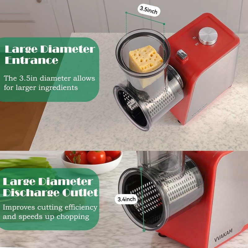 5-In-1 Electric Cheese Grater,300W Salad Maker,Electric Grater for Block Cheese,Kitchen