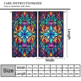 Fblifil Stained Glass Printed Curtains Castle Stained Abstract Modern Art Printed Rod Pocket Blackout Window Treatments for Bedroom Living Room Decor 42"" W X 45"" L, Style-3