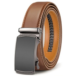 BULLIANT Men's Belt, Leather Ratchet Belt for Men Dress 1 3/8",Trim to Fit(Red Brick-32-38" Waist Adjustable)