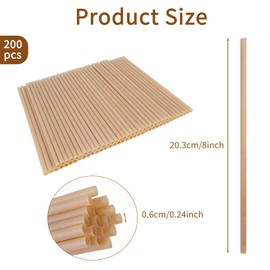 200 Pcs Sugarcane Straws Disposable, 8 In Drinking Agave Long Edible Compostable Biodegradable Cocktail Straws, Natural Brown Juice Coffee Tea Bulk Straw, Sturdy Straw for Drinks Home Restaurant