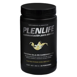PLENLIFE Proteína en polvo baja en carbohidratos sabor vainilla, 800 gr