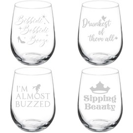 MIP Set of 4 Wine Glass Gift Princess Collection (17 oz Stemless)