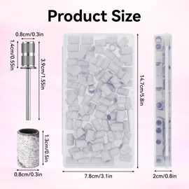 Pack of 100 Bits Sanding Sleeves, Nails, Professional Sanding Belts 240# Grit for Nail Drill, Sander, Sander, Rollers, Nail File for Manicure and Pedicure (Bianco)