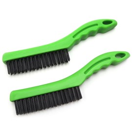 Wire Brush, Wire Brush Set, Stainless Steel Wire Brush,10 Inch with Plastic Handle Wire Brush, Heavy Duty Wire Brush for Metal, Cleaning Welding Slag Rust Scrubber Brushes （Black）