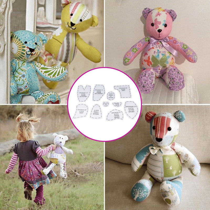 Memory Bear Patterns for Sewing, Sewing Patterns for Beginners, 10Pcs