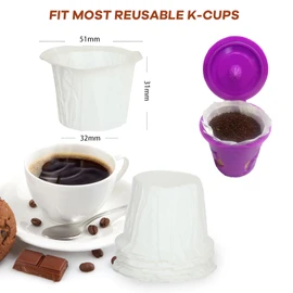 Disposable Paper Coffee Filters for Keurig Reusable K Cup, Keurig K Cup Paper Filters, Fit Most Keurig Single Serve Filter Brands Coffee Pods (White-100Pcs)